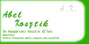 abel kosztik business card